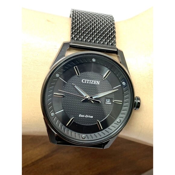 Citizen Men's Watch BM6988-57E Eco-Drive Black Dial Solar Mesh Stainless Steel - Picture 9 of 13